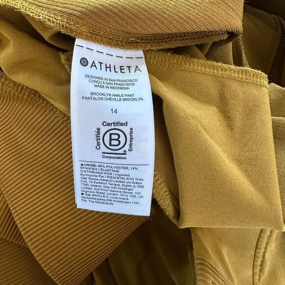 NEW Athleta Brooklyn Mid Rise Ankle Pant in Mustard Yellow Brassy Gold Size 14 - Picture 6 of 6